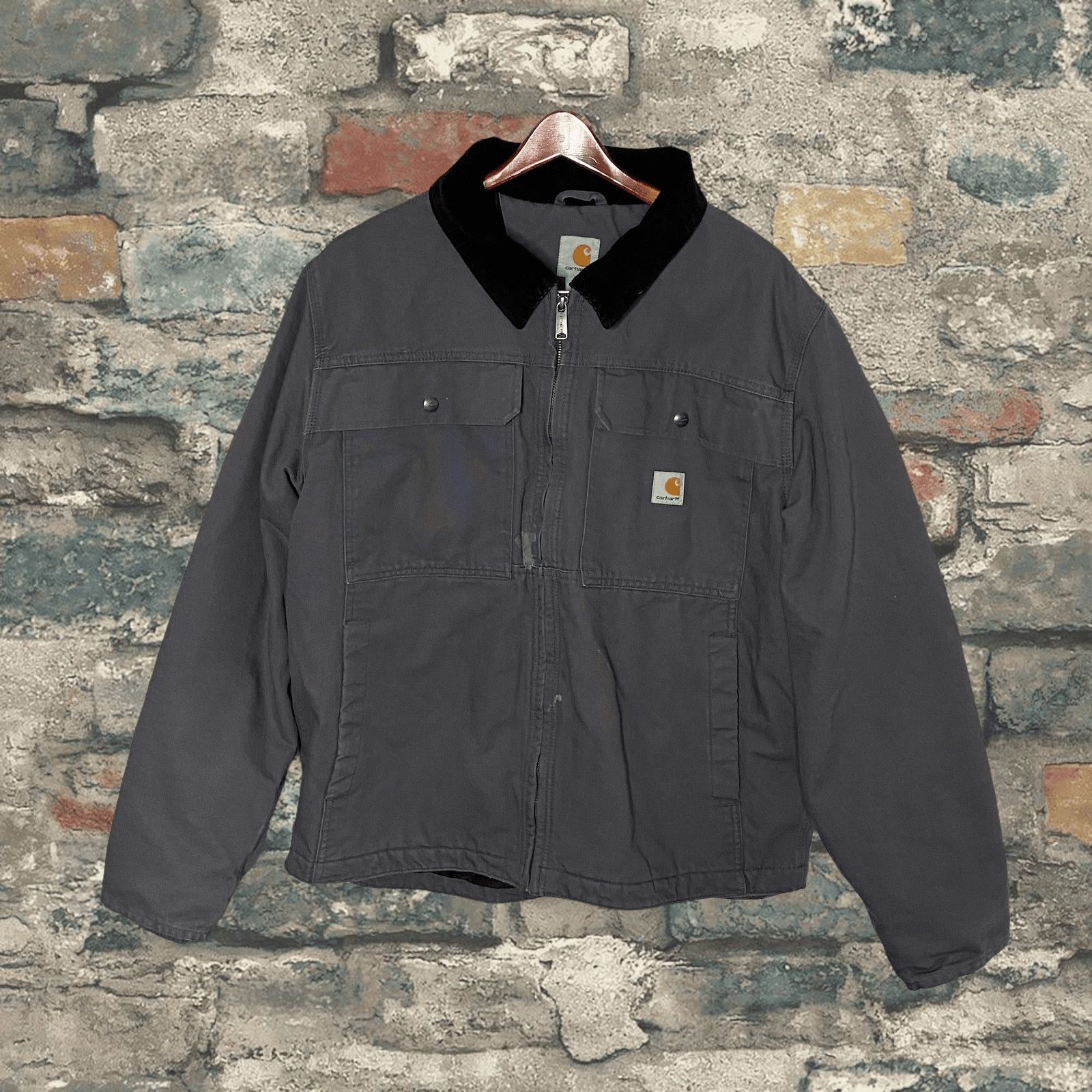 Carhartt Gray Carhartt Detroit Style Jacket Black Corduroy Collar | Grailed