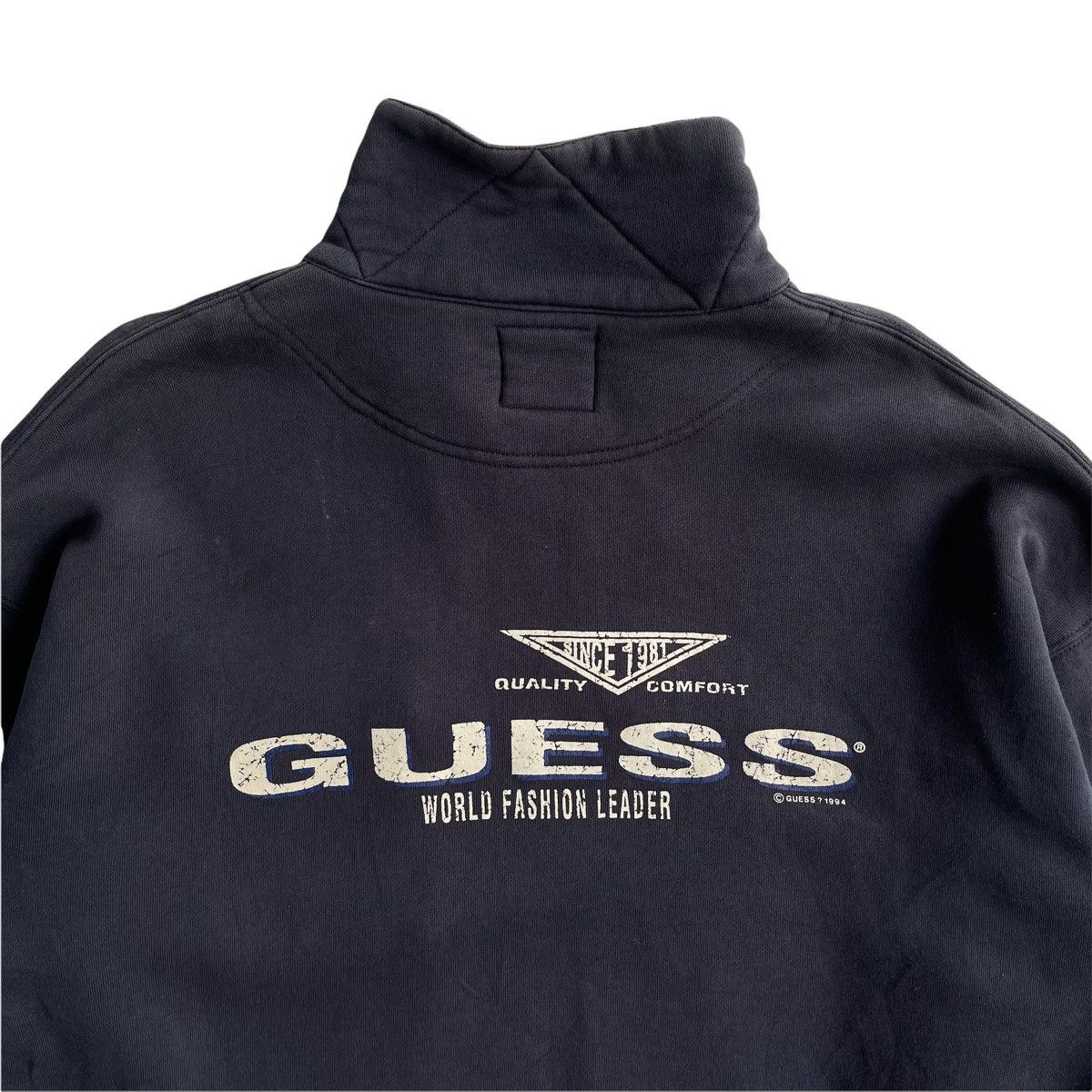 Guess × Vintage 1994s Guess Oversize Faded Half Zip Sweater Size US XL / EU 56 / 4 - 3 Thumbnail