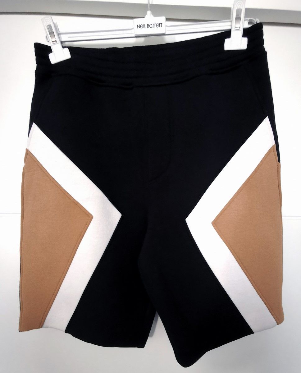 NEIL BARRETT TRICOLOR MODERNIST SHORTS - BLACK/BROWN - NWT