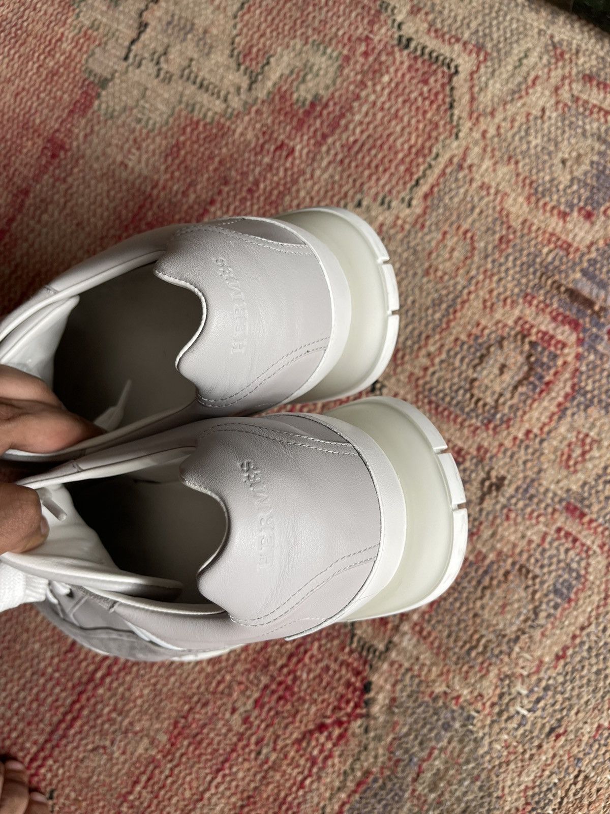 Hermes Hermes White Lace Up Sneakers Size US 9.5 / EU 42-43 - 3 Thumbnail
