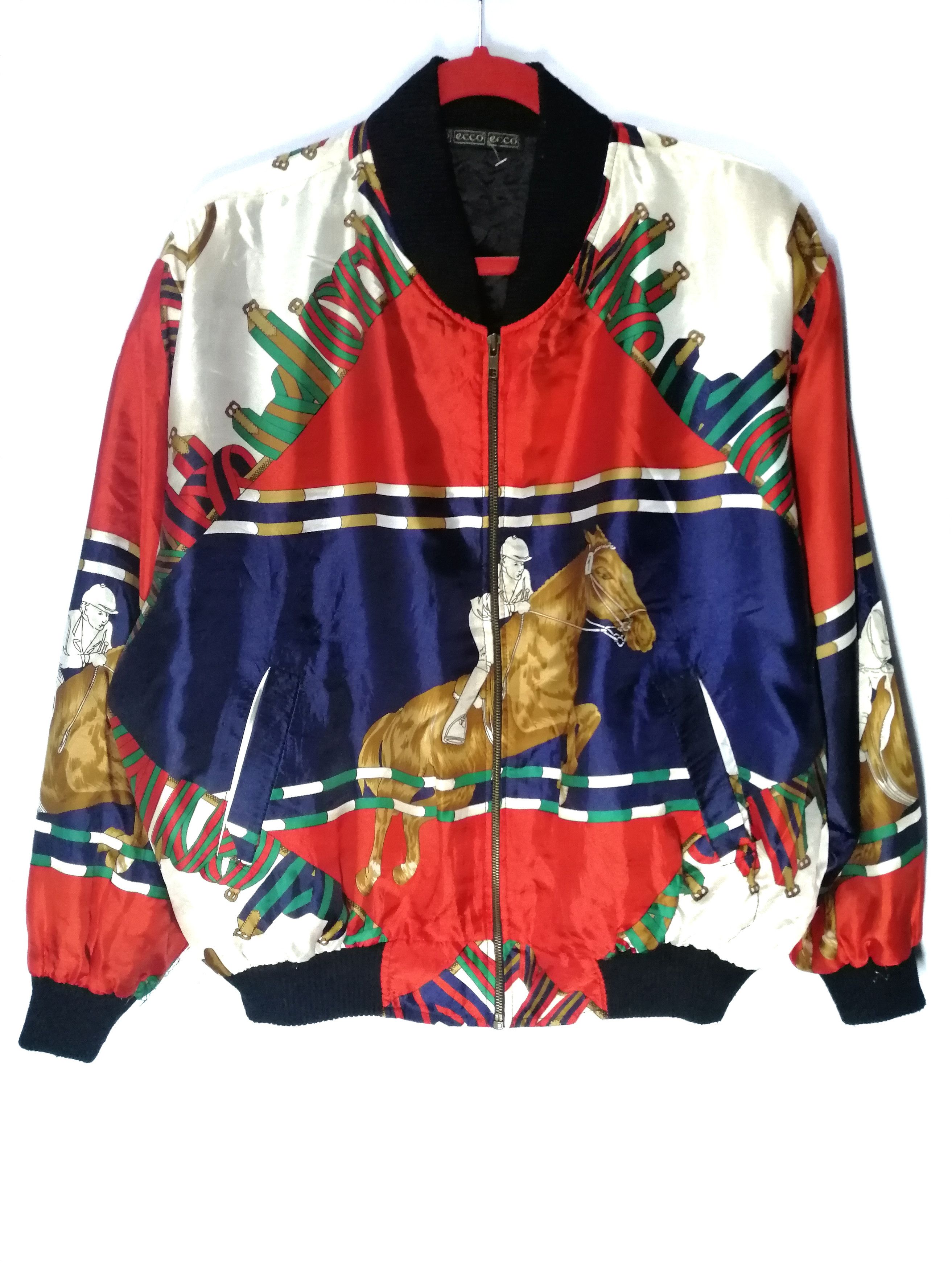 Ecco Jacket Satin Equestrian Over Print Vintage design