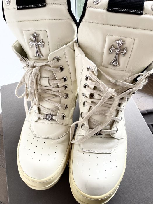 Rick Owens Rick Owens X Chrome Hearts Milk White Geobasket Sneakers Grailed
