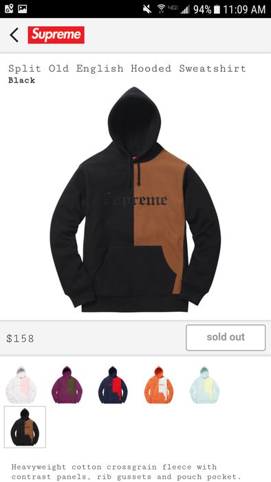 Supreme Supreme Split Old English Sweatshirt Black Brown Size M