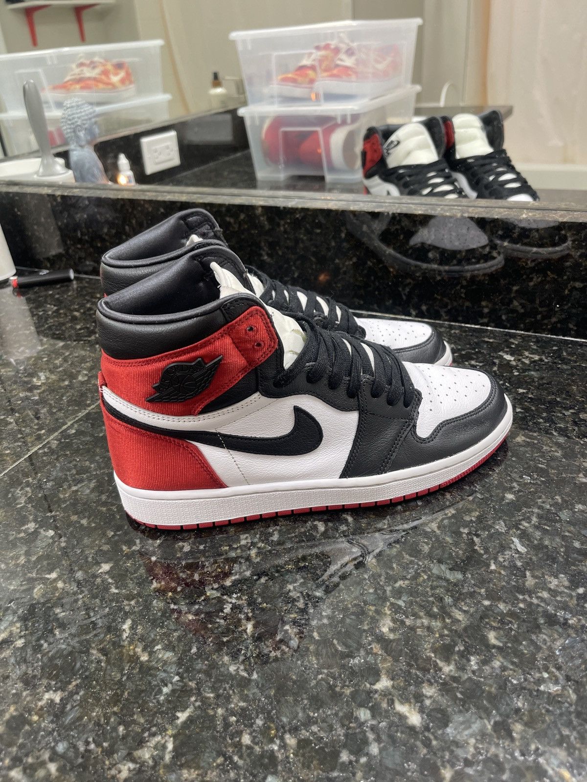 Jordan Brand Nike Jordan 1 black toe satin Cd0461016 Grailed