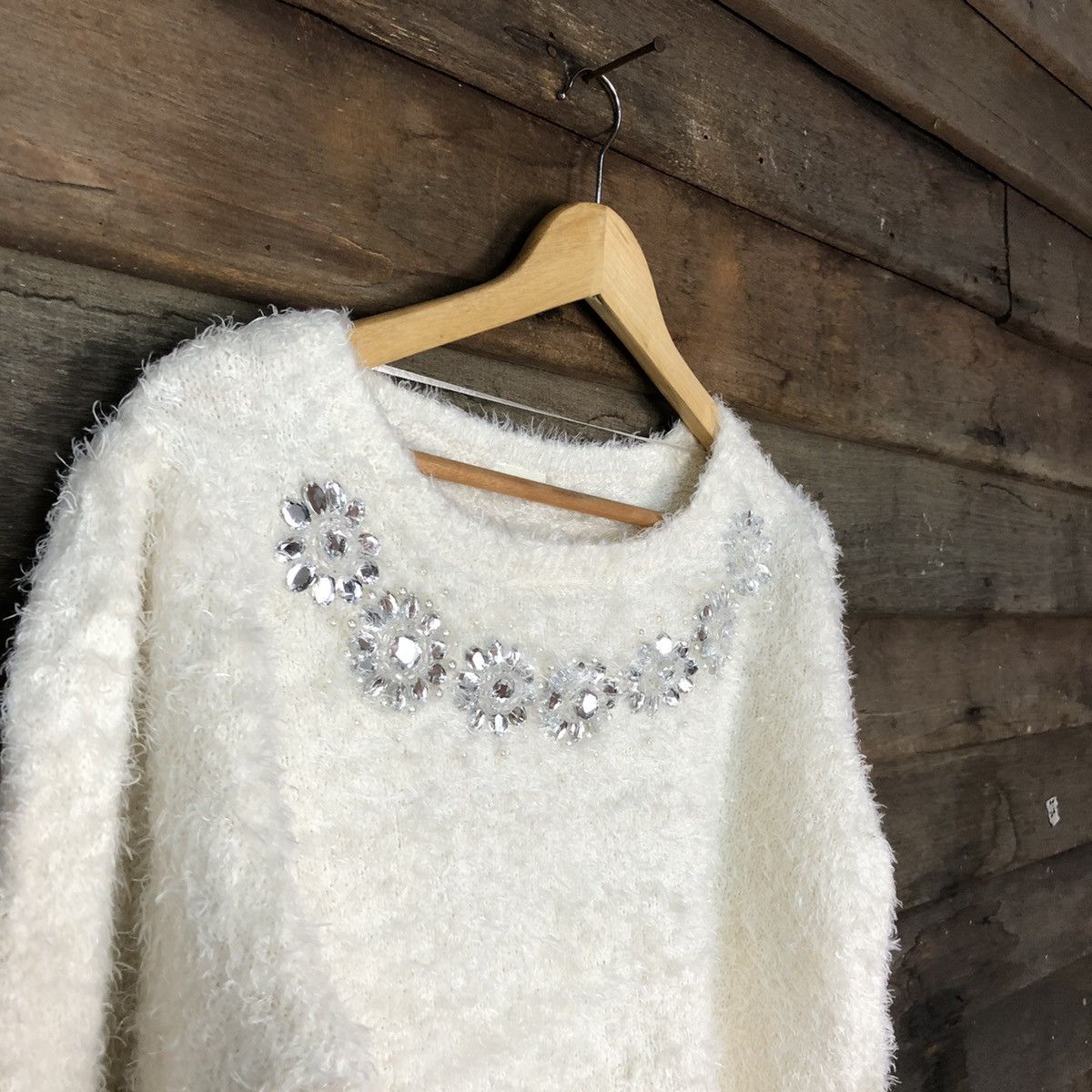 Homespun Knitwear × Japanese Brand Gu White Shag Shaggy Fur Mohair Knitwear #7041 Size M / US 6-8 / IT 42-44 - 6 Thumbnail