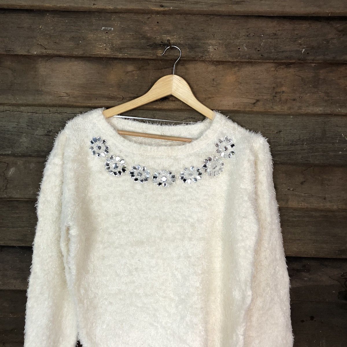 Homespun Knitwear × Japanese Brand Gu White Shag Shaggy Fur Mohair Knitwear #7041 Size M / US 6-8 / IT 42-44 - 2 Thumbnail