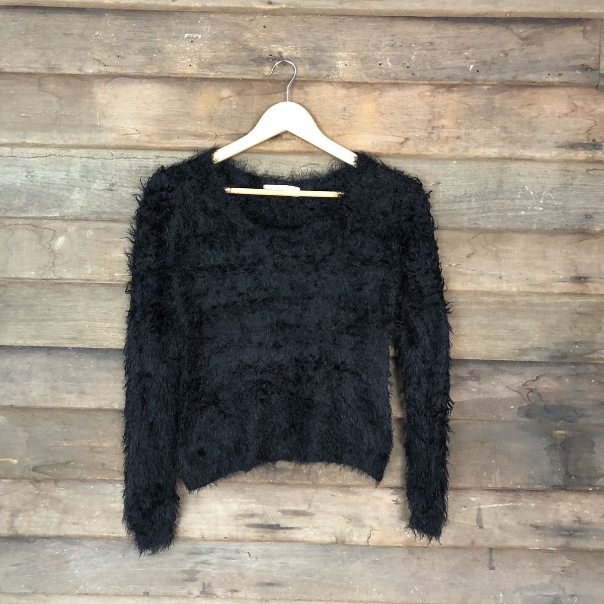 Homespun Knitwear × Japanese Brand × Vintage Cecil Mcbee Black Shag Shaggy Fur Mohair Knitwear #7031 Size S / US 4 / IT 40 - 1 Thumbnail
