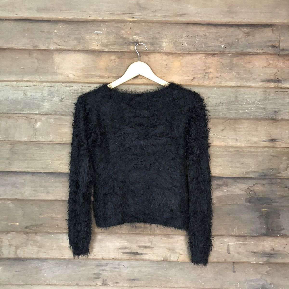 Homespun Knitwear × Japanese Brand × Vintage Cecil Mcbee Black Shag Shaggy Fur Mohair Knitwear #7031 Size S / US 4 / IT 40 - 9 Thumbnail