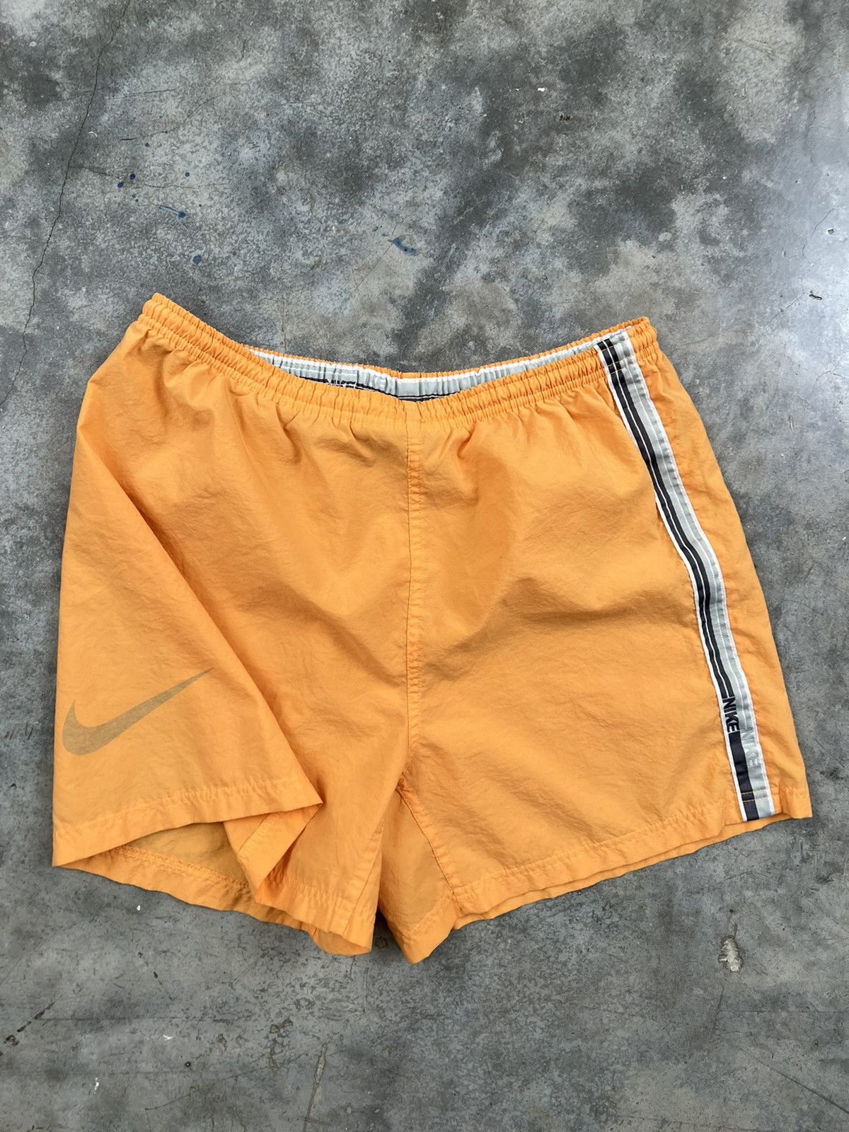 Nike Vintage Nike Silver Tag Orange + Grey Track Shorts Medium ❄️ Size US 32 / EU 48 - 1 Thumbnail