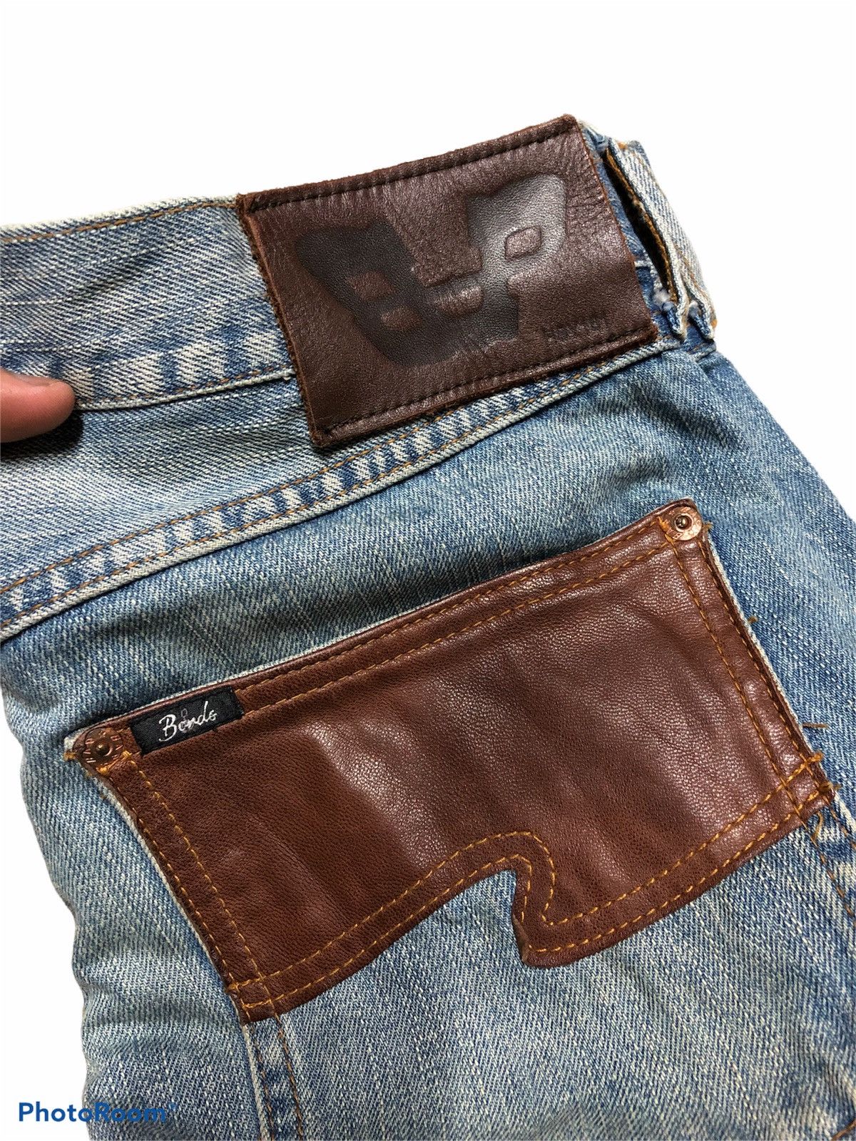 Japanese Brand BONDS & PEACE LEATHER BACK POCKET DENIM Size US 31 - 7 Thumbnail