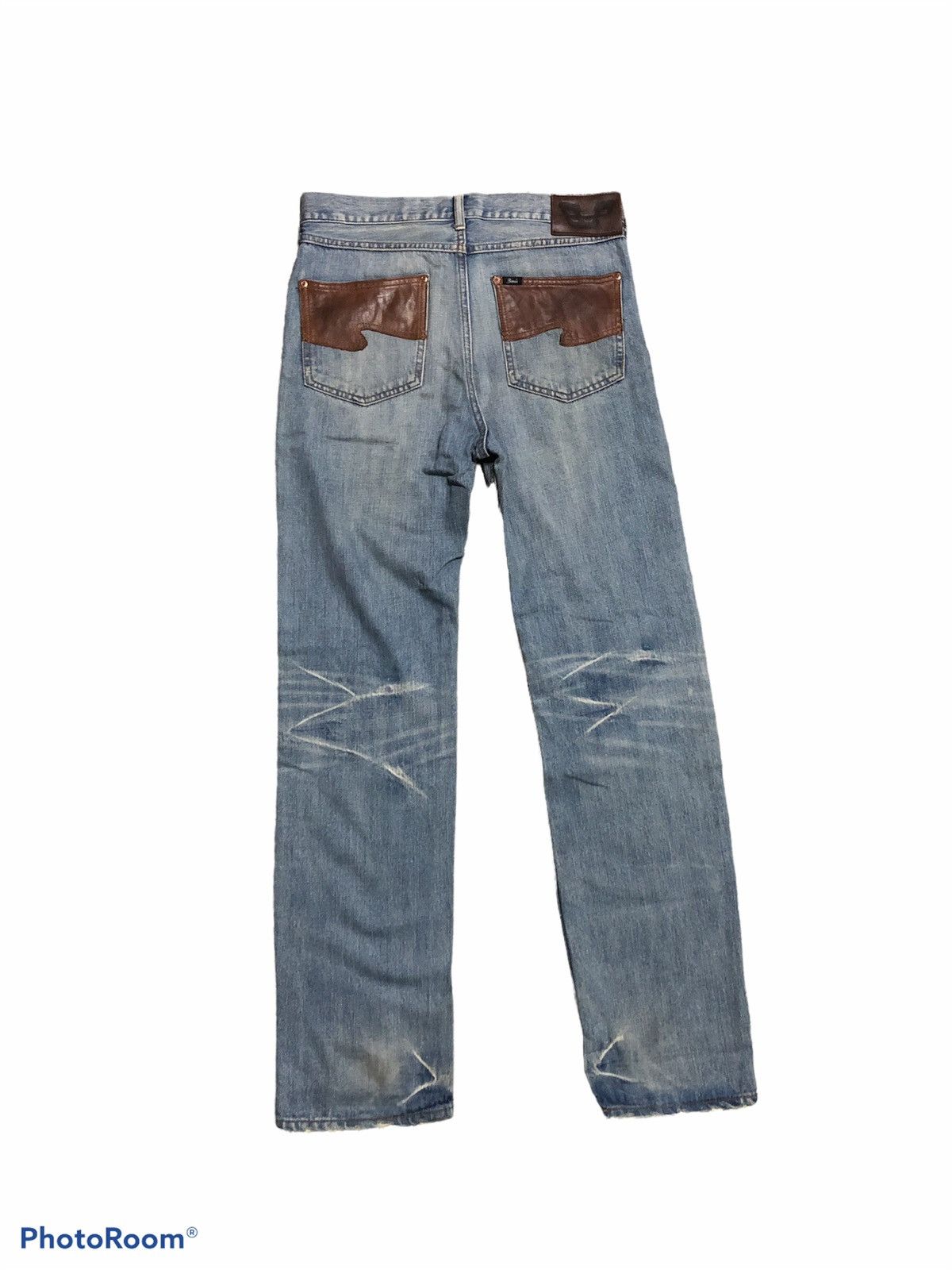 Japanese Brand BONDS & PEACE LEATHER BACK POCKET DENIM Size US 31 - 2 Thumbnail