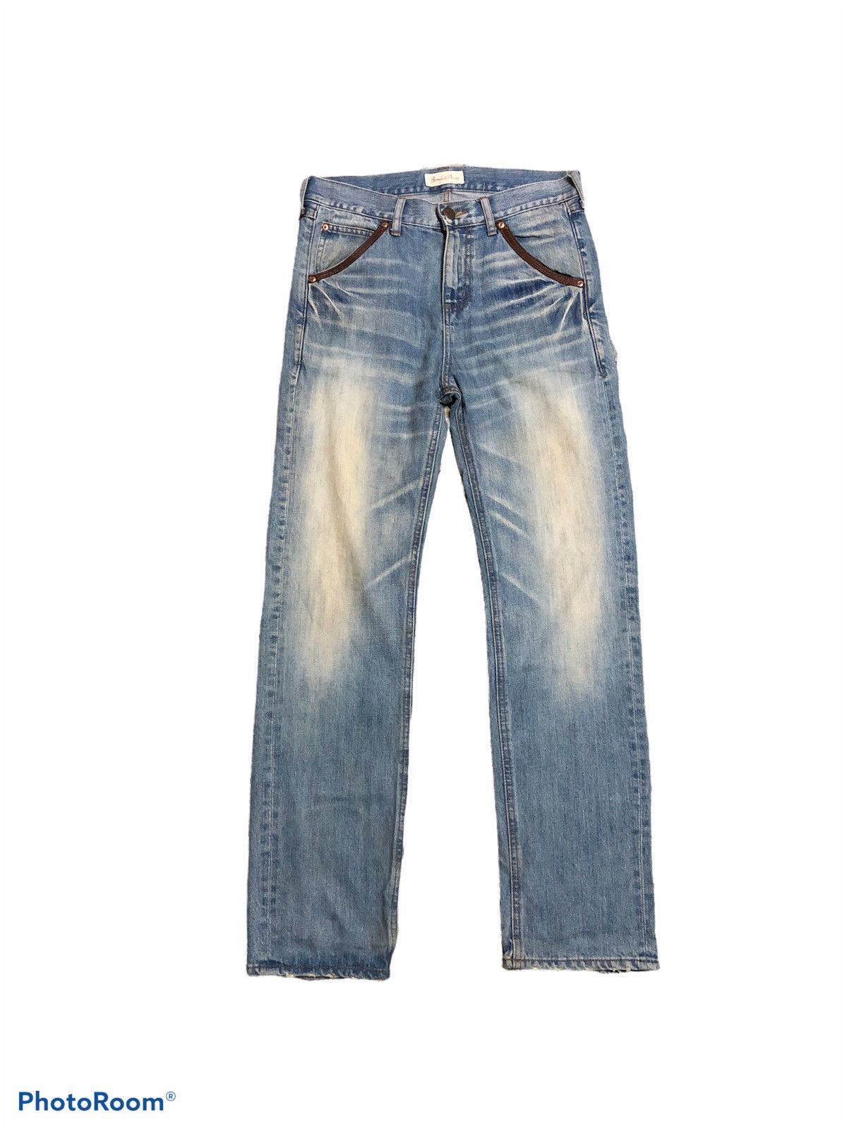 Japanese Brand BONDS & PEACE LEATHER BACK POCKET DENIM Size US 31 - 1 Thumbnail