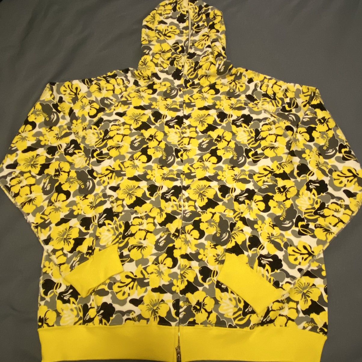 New Bape Hibiscus Camo Hoodie Yellow Large