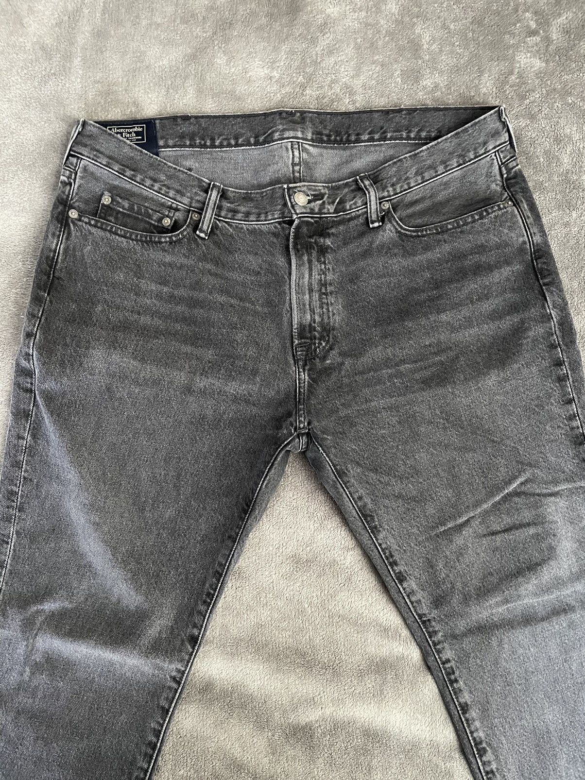 Abercrombie & Fitch Kennan Straight Jeans Washed Black Size US 36 / EU 52 - 4 Thumbnail