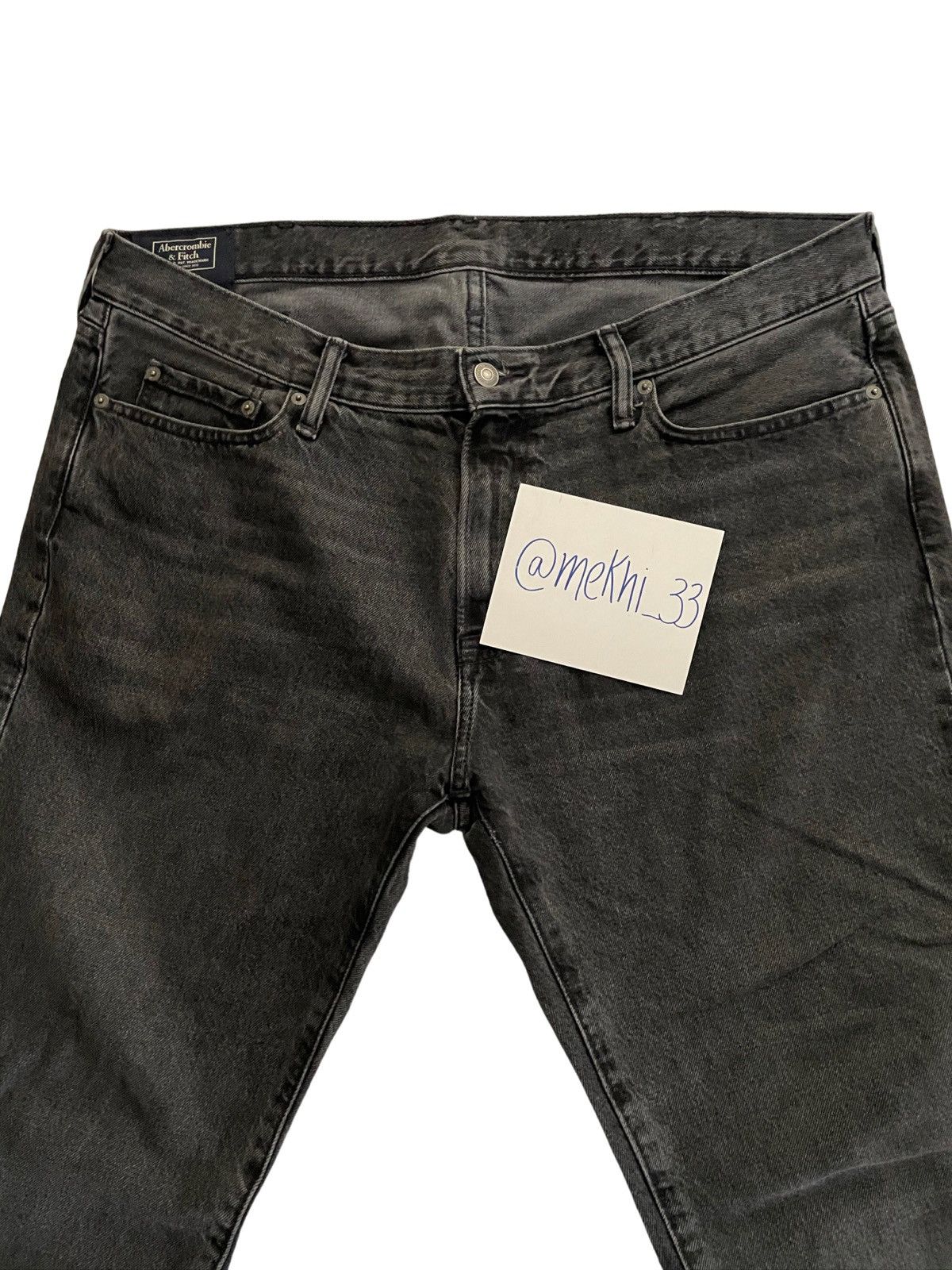 Abercrombie & Fitch Kennan Straight Jeans Washed Black Size US 36 / EU 52 - 10 Thumbnail