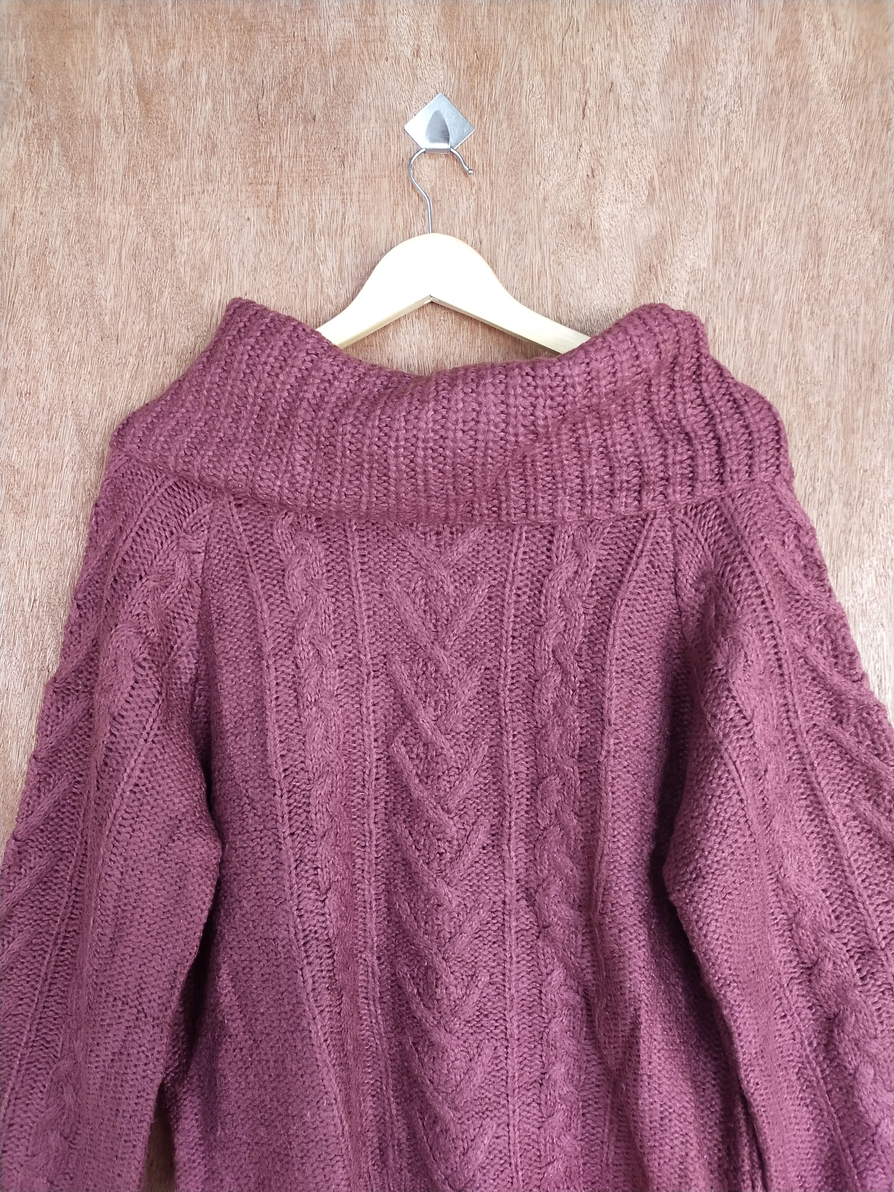 Aran Isles Knitwear Nice Claup maroon aran isle cable knitwear # H179 Size US M / EU 48-50 / 2 - 2 Thumbnail