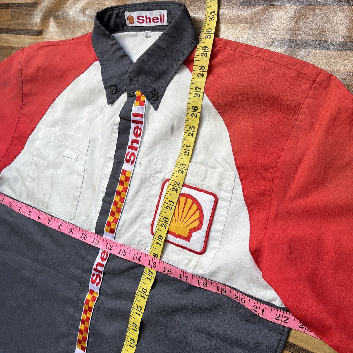 Uniform Wares × Vintage Shell Workers Uniform Racing Shirts Button Up Vintage 1990s Size US L / EU 52-54 / 3 - 3 Thumbnail