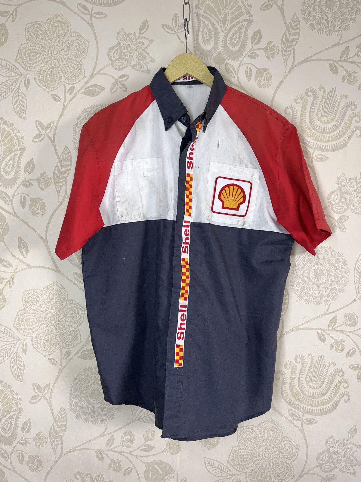 Uniform Wares × Vintage Shell Workers Uniform Racing Shirts Button Up Vintage 1990s Size US L / EU 52-54 / 3 - 16 Thumbnail