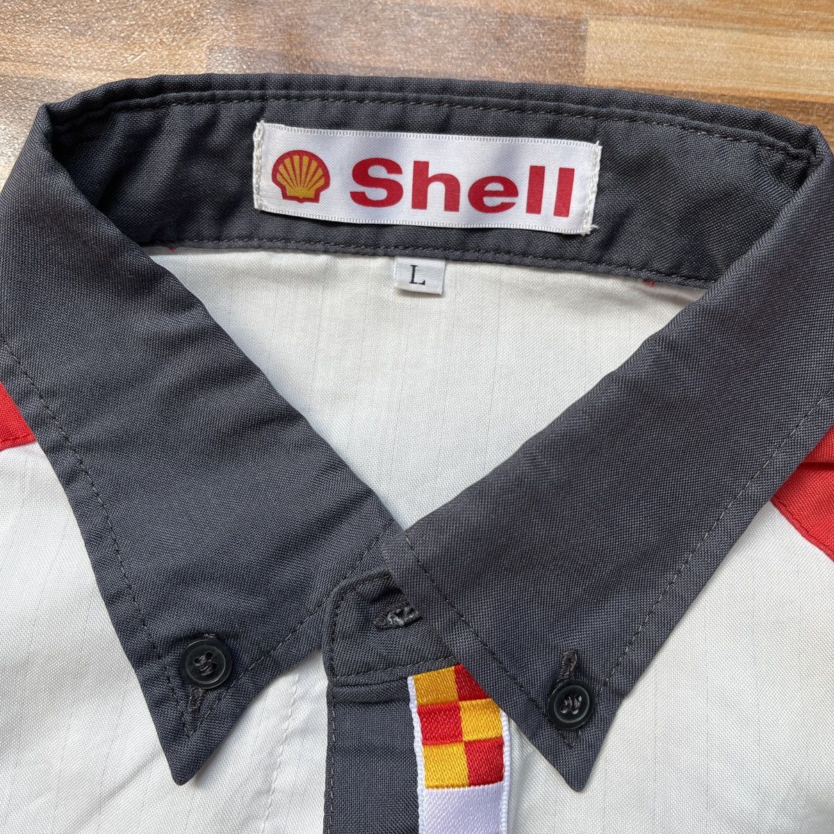 Uniform Wares × Vintage Shell Workers Uniform Racing Shirts Button Up Vintage 1990s Size US L / EU 52-54 / 3 - 6 Thumbnail