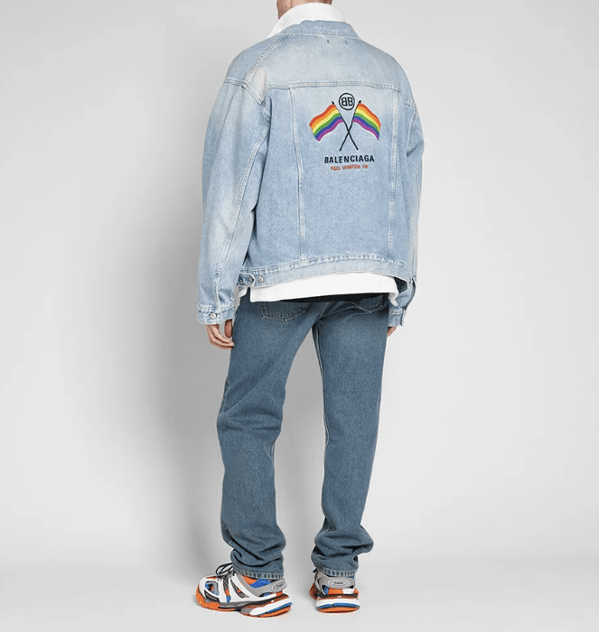 balenciaga rainbow flag denim jacket