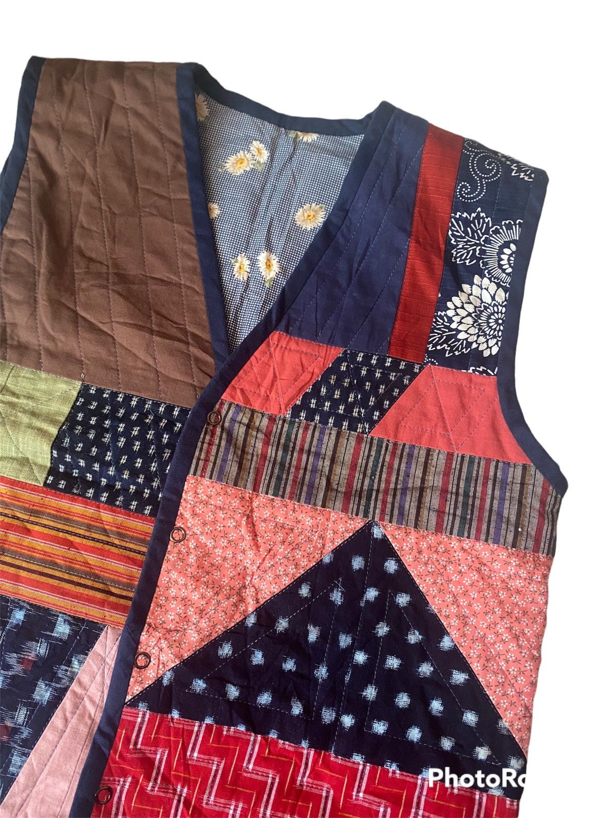 Vintage 💥Japanese Fashion Designer Patchwork Vest Jacket Size US S / EU 44-46 / 1 - 2 Thumbnail