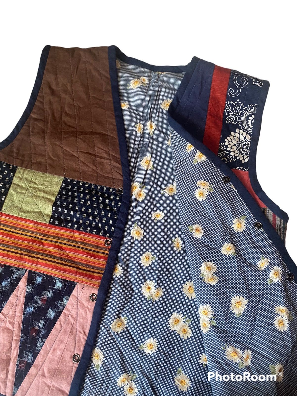Vintage 💥Japanese Fashion Designer Patchwork Vest Jacket Size US S / EU 44-46 / 1 - 4 Thumbnail