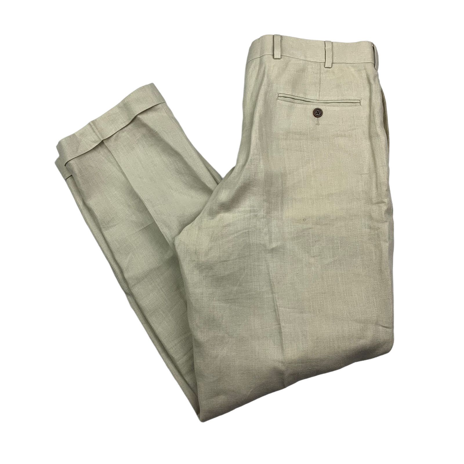 Brooks Brothers Brooks Brothers Men’s 100 Linen Pleated Pants Khaki
