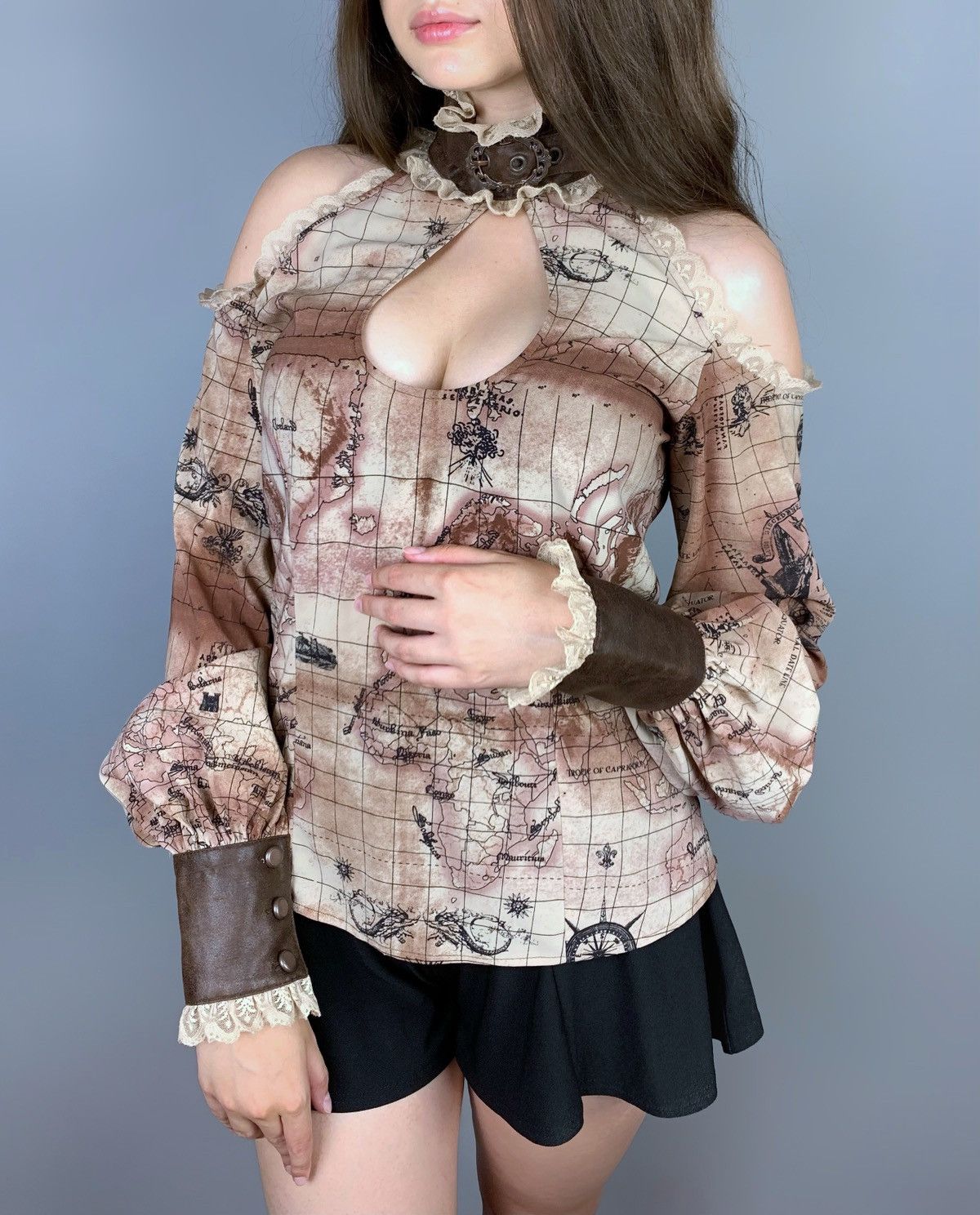 Lip Service Vintage Lip Service Gothic Pictorial Map Shirt Sz M Women’s Size M / US 6-8 / IT 42-44 - 2 Thumbnail