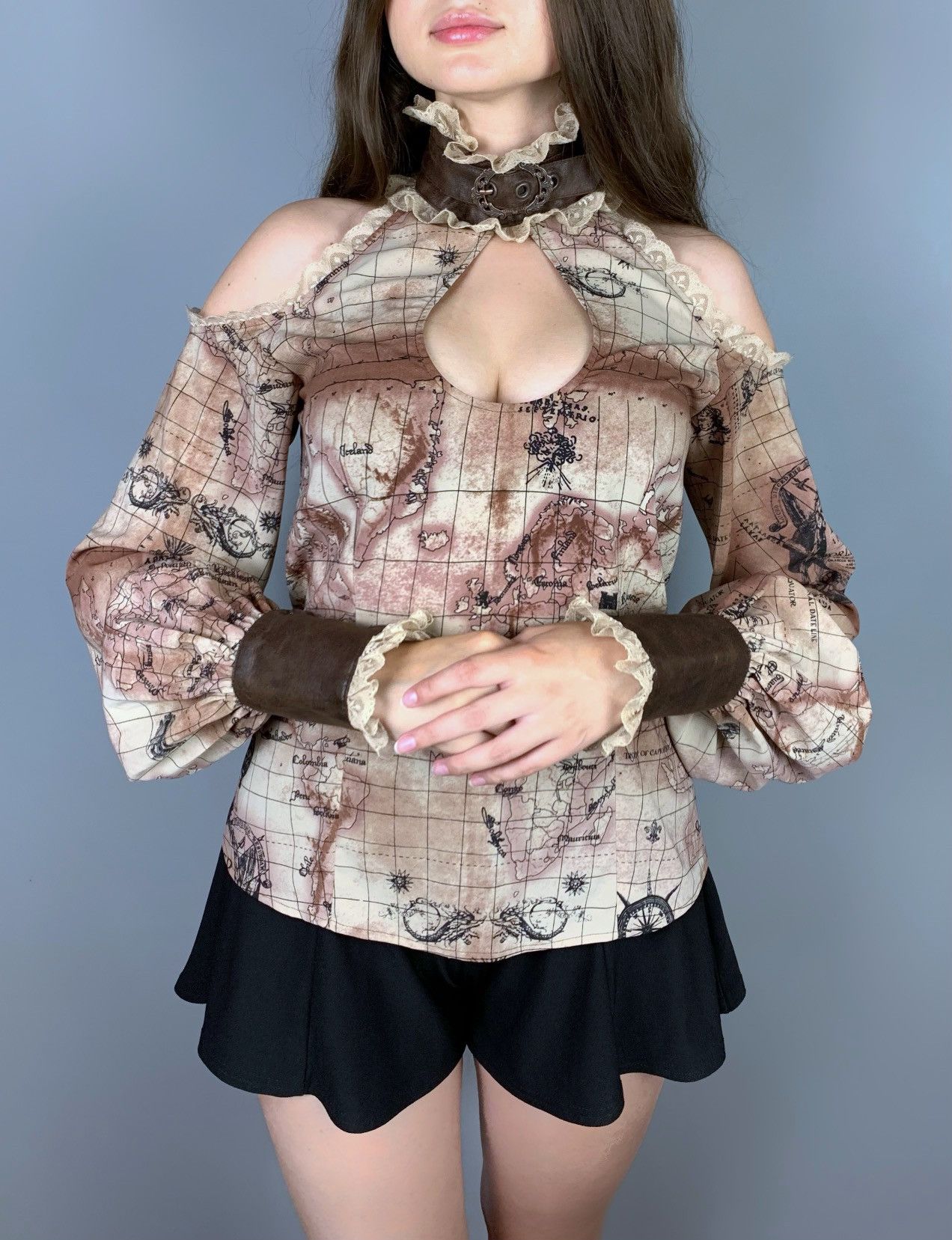 Lip Service Vintage Lip Service Gothic Pictorial Map Shirt Sz M Women’s Size M / US 6-8 / IT 42-44 - 1 Thumbnail
