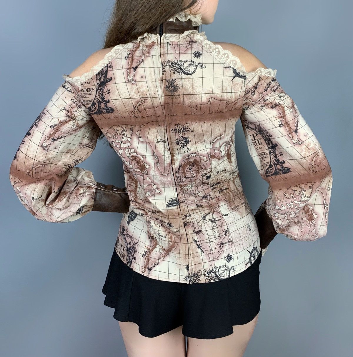 Lip Service Vintage Lip Service Gothic Pictorial Map Shirt Sz M Women’s Size M / US 6-8 / IT 42-44 - 5 Thumbnail