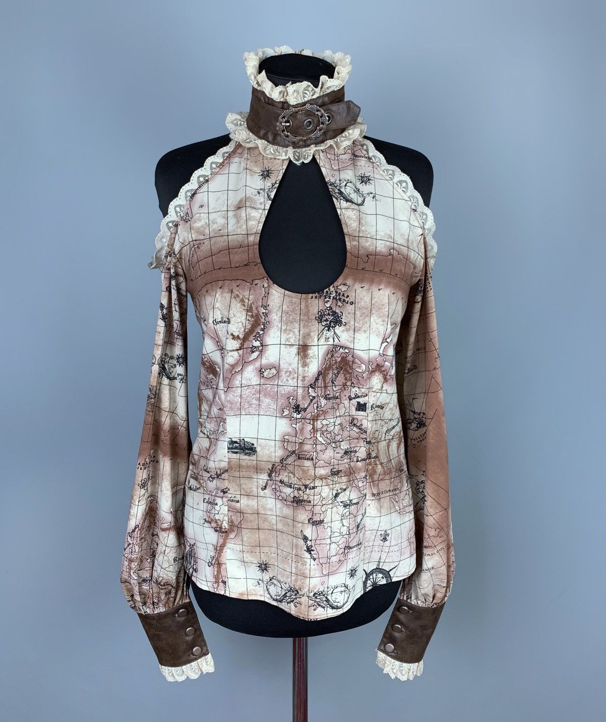Lip Service Vintage Lip Service Gothic Pictorial Map Shirt Sz M Women’s Size M / US 6-8 / IT 42-44 - 6 Thumbnail