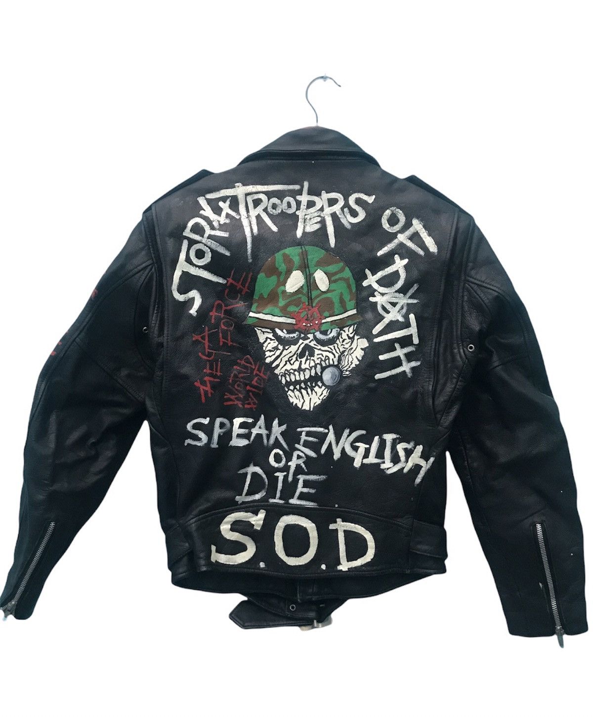 Vintage Double Colar Leather Jacket Custom Painting Size US S / EU 44-46 / 1 - 2 Thumbnail