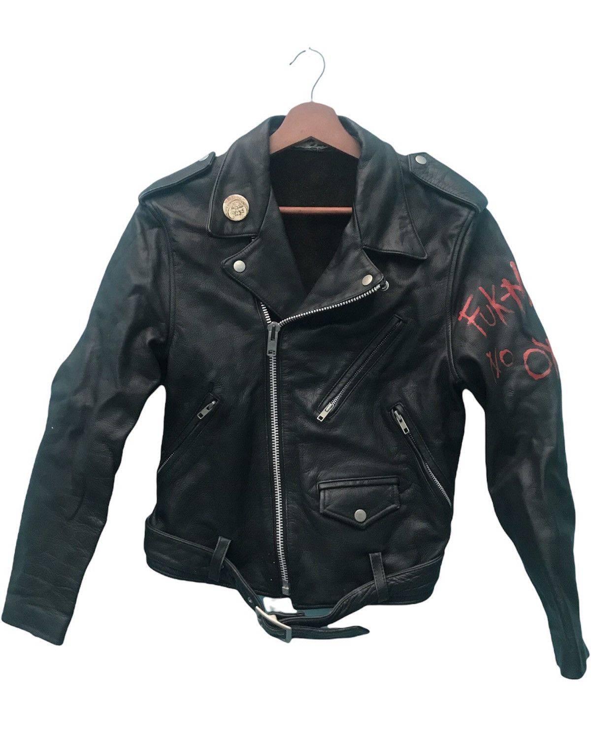 Vintage Double Colar Leather Jacket Custom Painting Size US S / EU 44-46 / 1 - 1 Thumbnail