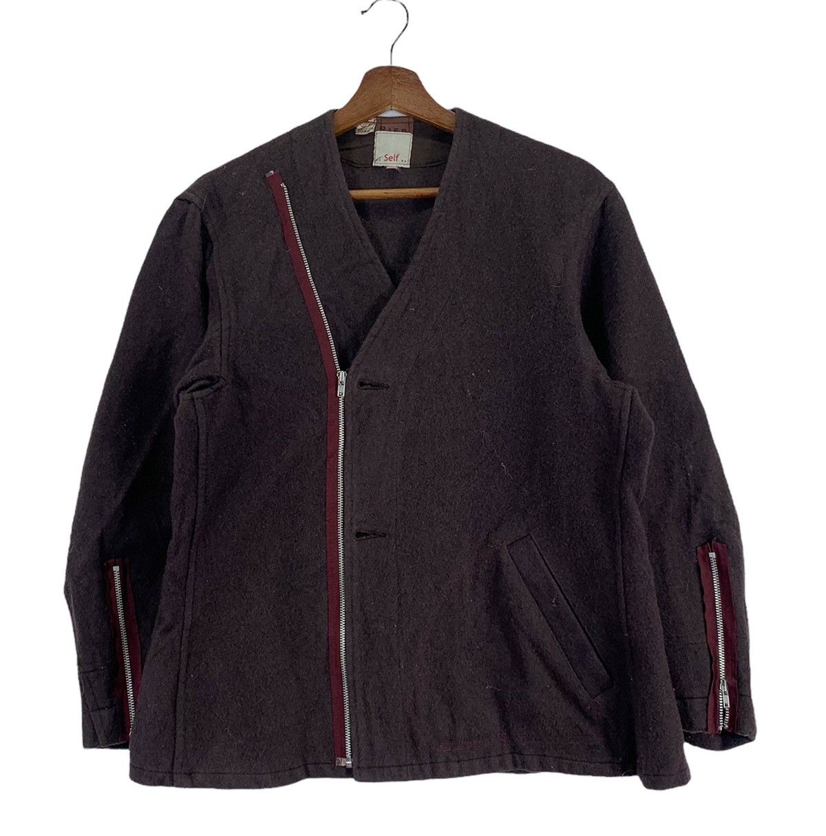 Vintage VINTAGE DESIGNER ART SELF WOOL ZIPPER JACKET Size US L / EU 52-54 / 3 - 1 Thumbnail