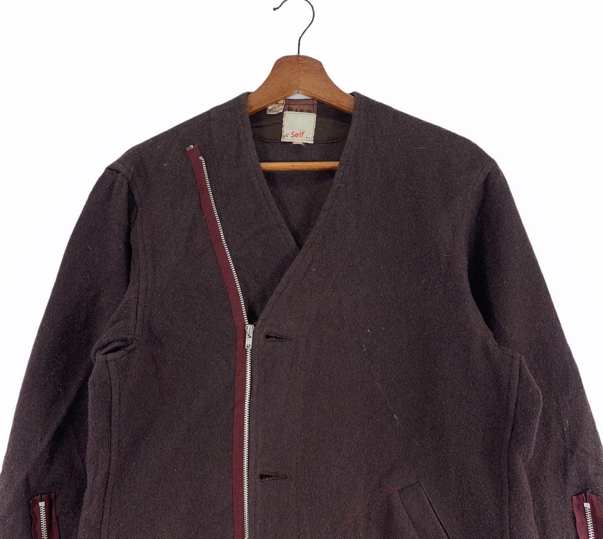Vintage VINTAGE DESIGNER ART SELF WOOL ZIPPER JACKET Size US L / EU 52-54 / 3 - 3 Thumbnail