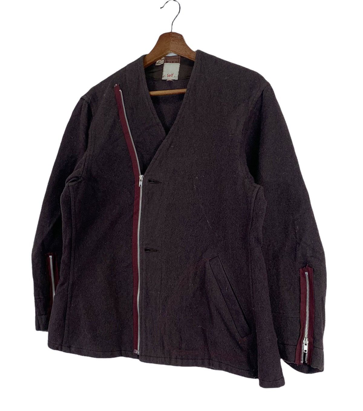 Vintage VINTAGE DESIGNER ART SELF WOOL ZIPPER JACKET Size US L / EU 52-54 / 3 - 2 Thumbnail