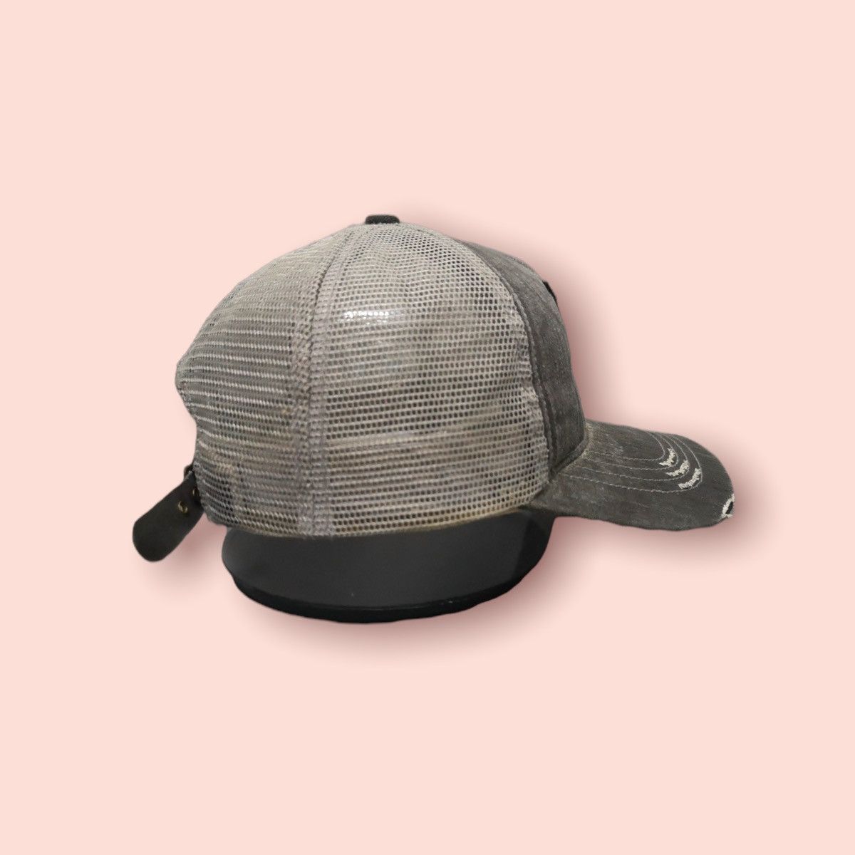 Japanese Brand No. 7 DISTRESSED DENIM TRUCKER LEATHER STRAPBACK Size ONE SIZE - 17 Thumbnail