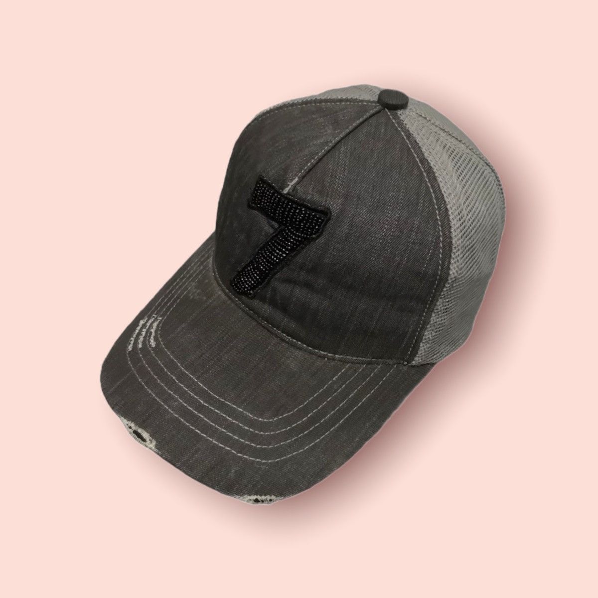 Japanese Brand No. 7 DISTRESSED DENIM TRUCKER LEATHER STRAPBACK Size ONE SIZE - 16 Thumbnail