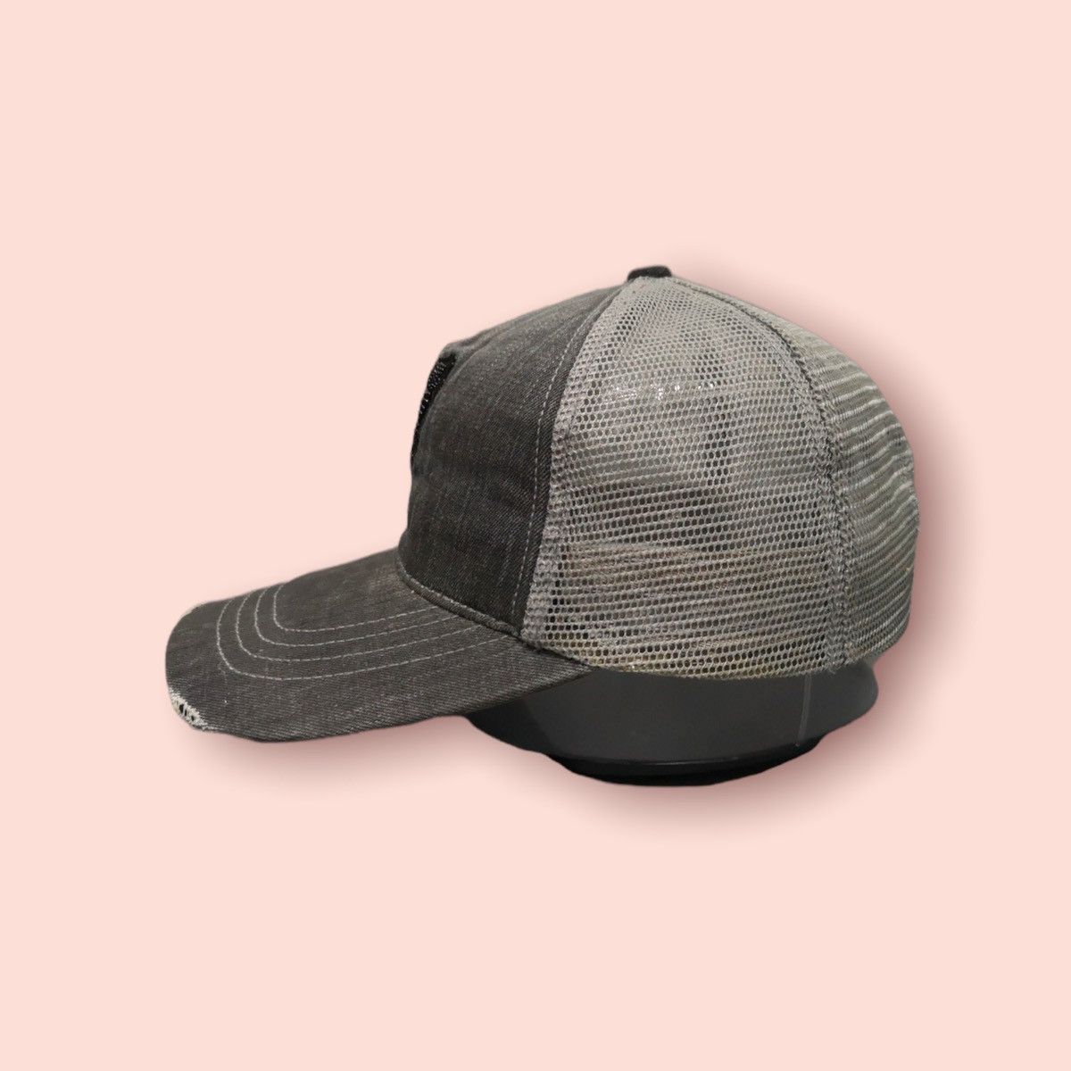 Japanese Brand No. 7 DISTRESSED DENIM TRUCKER LEATHER STRAPBACK Size ONE SIZE - 8 Thumbnail