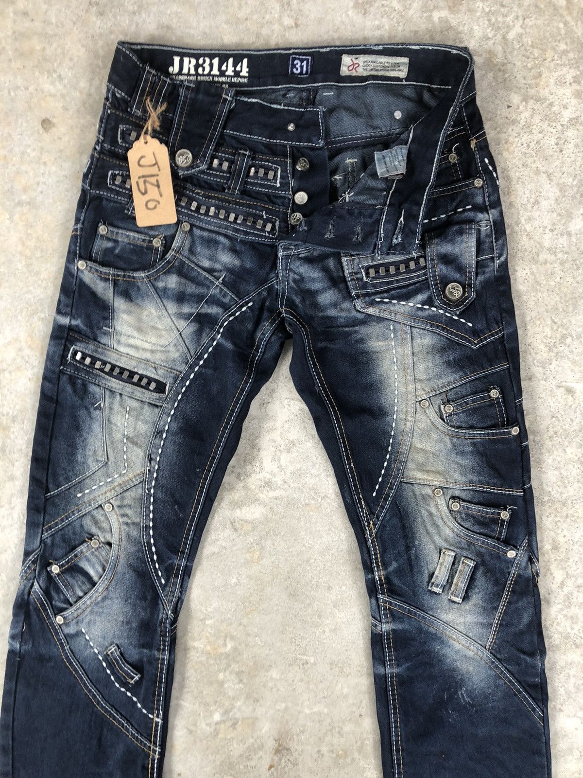 Who Decides War JRag Double Waist Embroidered Denim Size US 31 - 3 Thumbnail