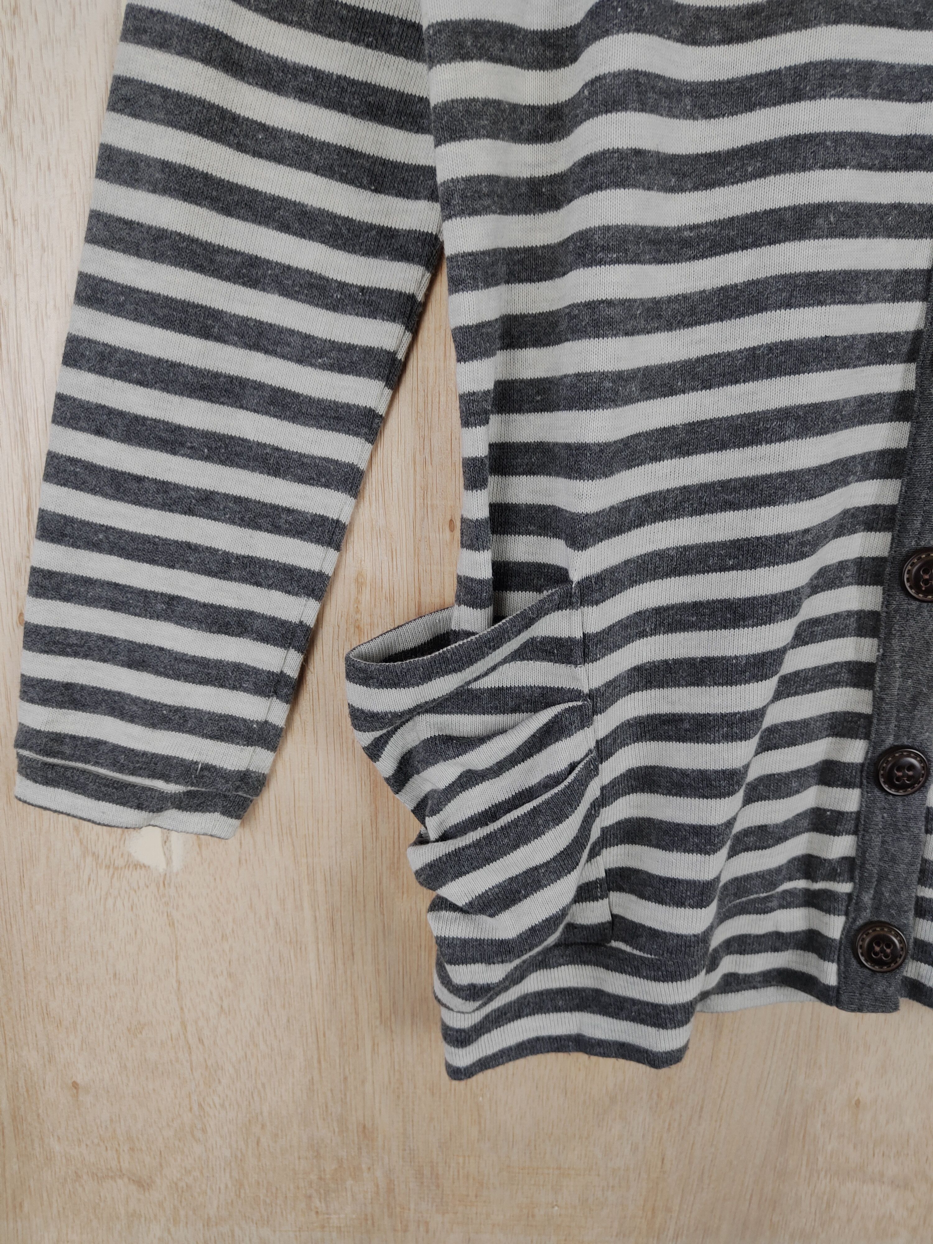 Japanese Brand × OVER THE STRiPES Find Favor Gray stripe like cobain cardigan Sweater #4270 Size M / US 6-8 / IT 42-44 - 4 Thumbnail
