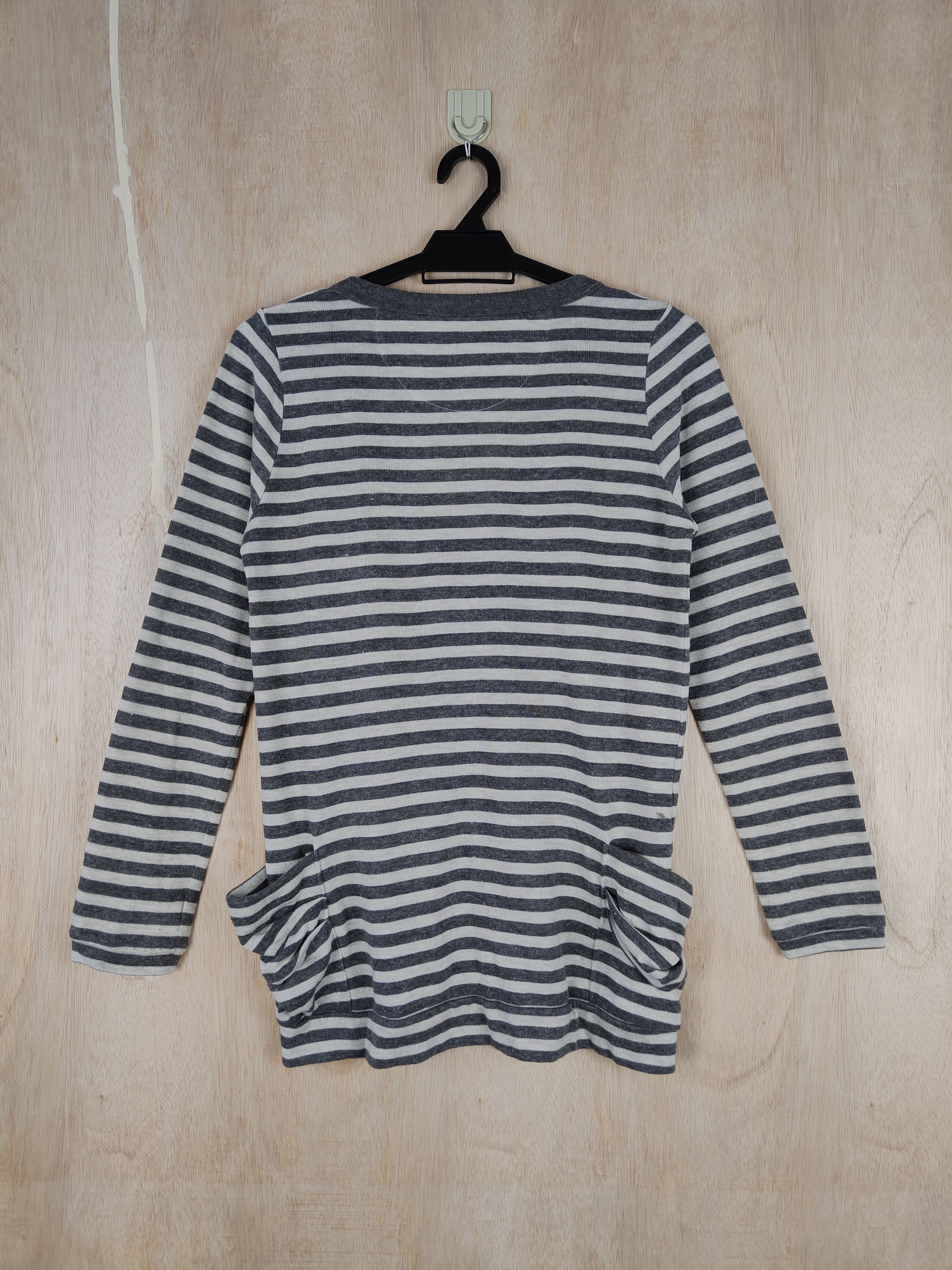 Japanese Brand × OVER THE STRiPES Find Favor Gray stripe like cobain cardigan Sweater #4270 Size M / US 6-8 / IT 42-44 - 7 Thumbnail