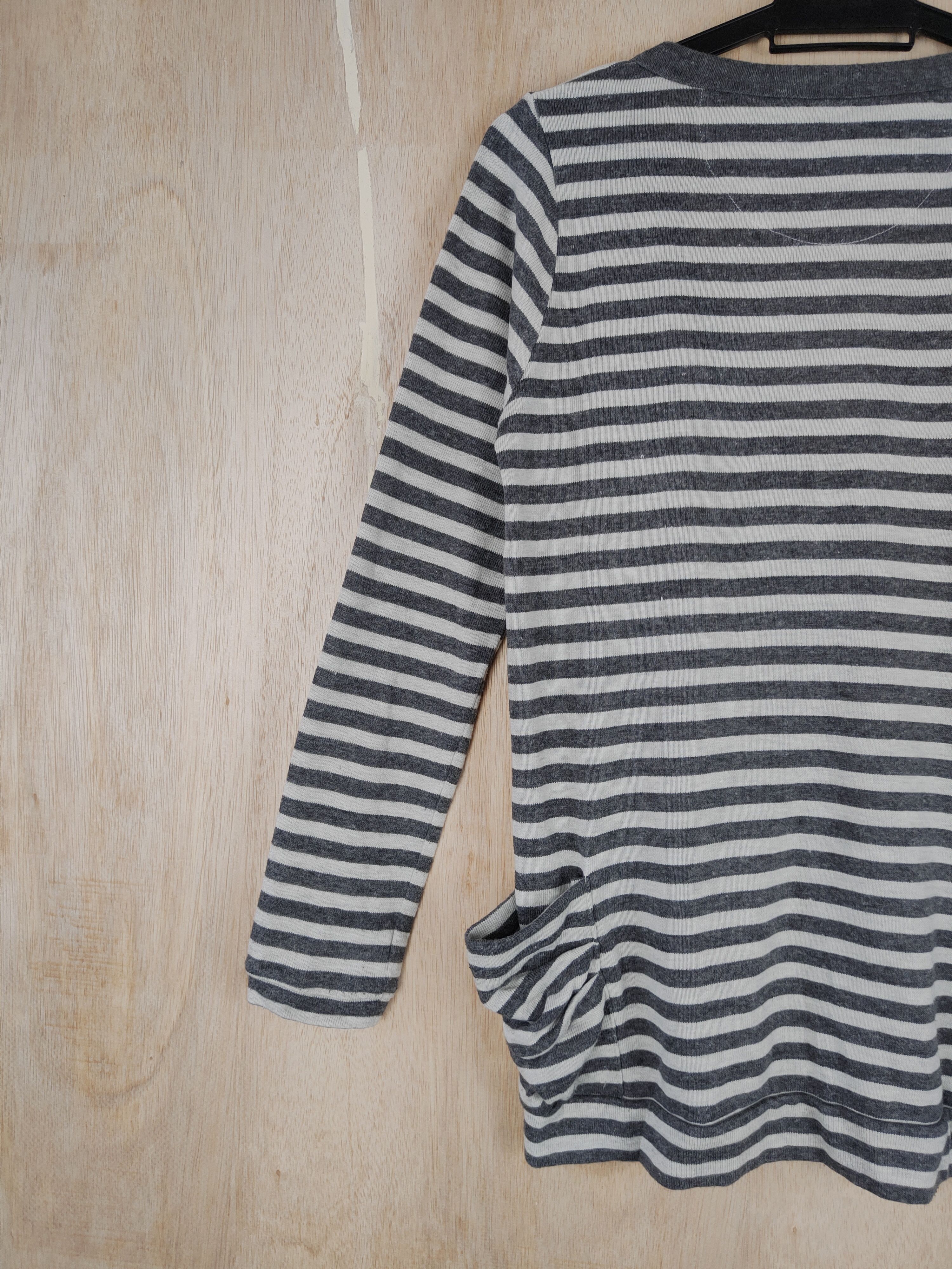 Japanese Brand × OVER THE STRiPES Find Favor Gray stripe like cobain cardigan Sweater #4270 Size M / US 6-8 / IT 42-44 - 8 Thumbnail