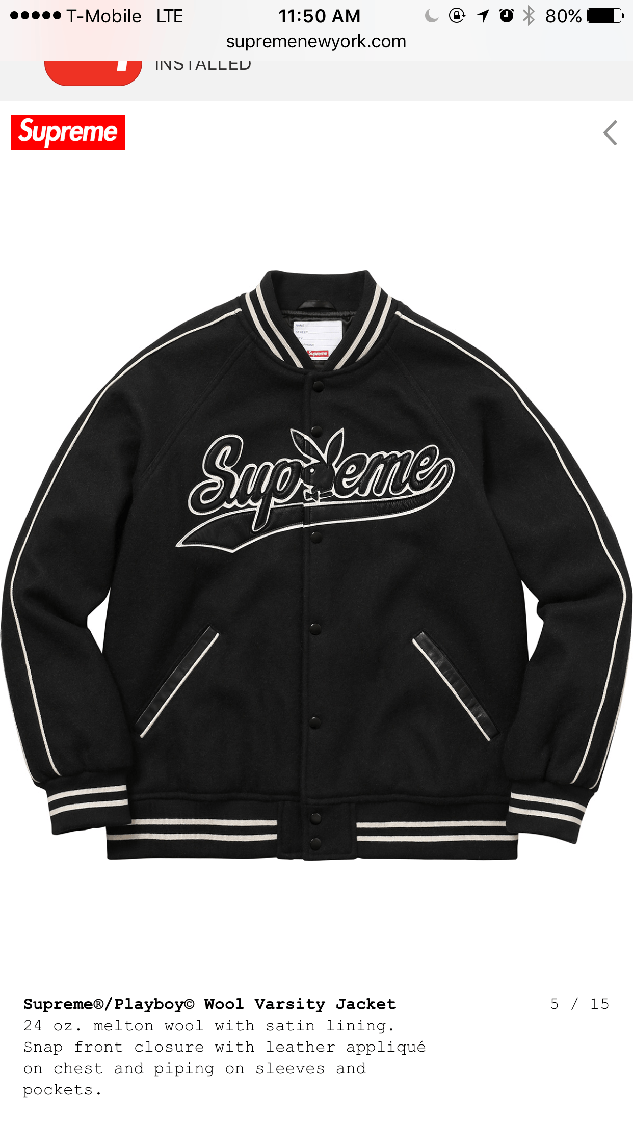 Supreme SUPREME X PLAYBOY VARSITY JACKET BLACK | Grailed