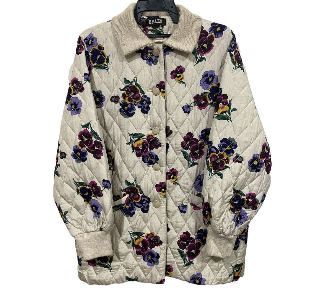 Bally × Vintage Grail💥 Vintage 90s Bally Quilted Floral Cashmere Jacket Size L / US 10 / IT 46 - 7 Thumbnail