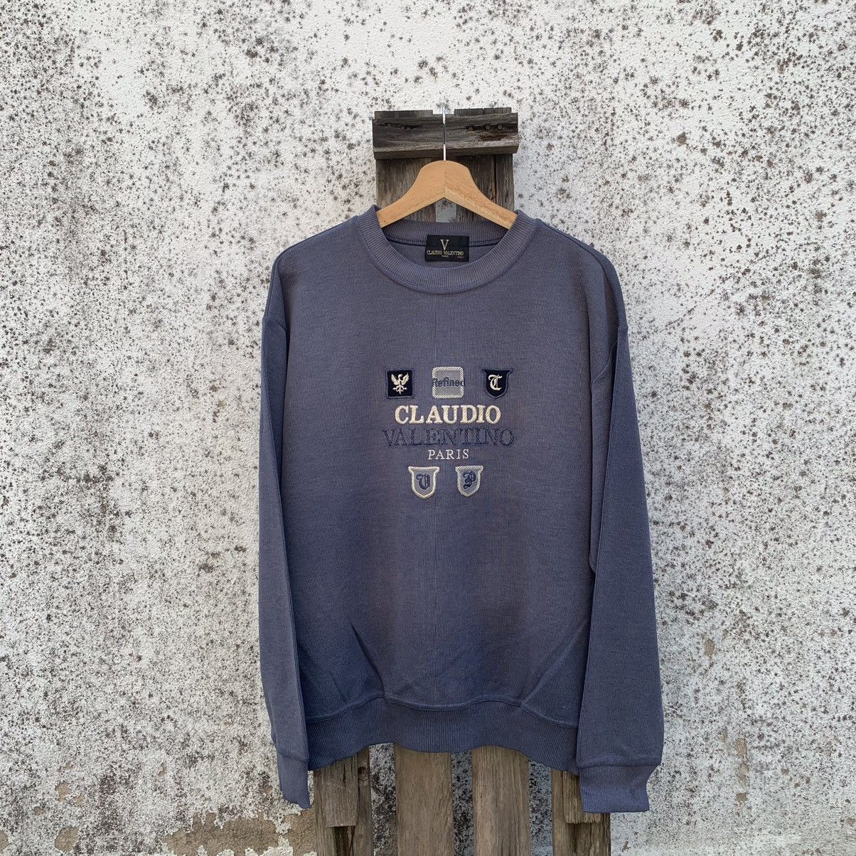 Japanese Brand × Valentino Vintage CLAUDIO VALENTINO Sweater Spell Out Jumper Faded Size US L / EU 52-54 / 3 - 1 Thumbnail