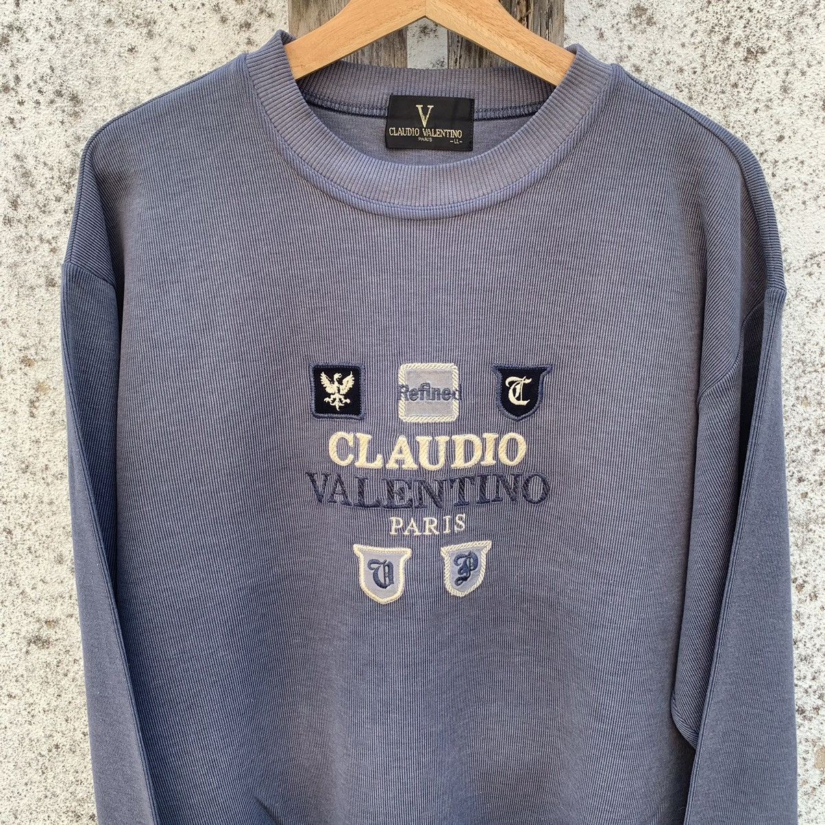 Japanese Brand × Valentino Vintage CLAUDIO VALENTINO Sweater Spell Out Jumper Faded Size US L / EU 52-54 / 3 - 2 Thumbnail