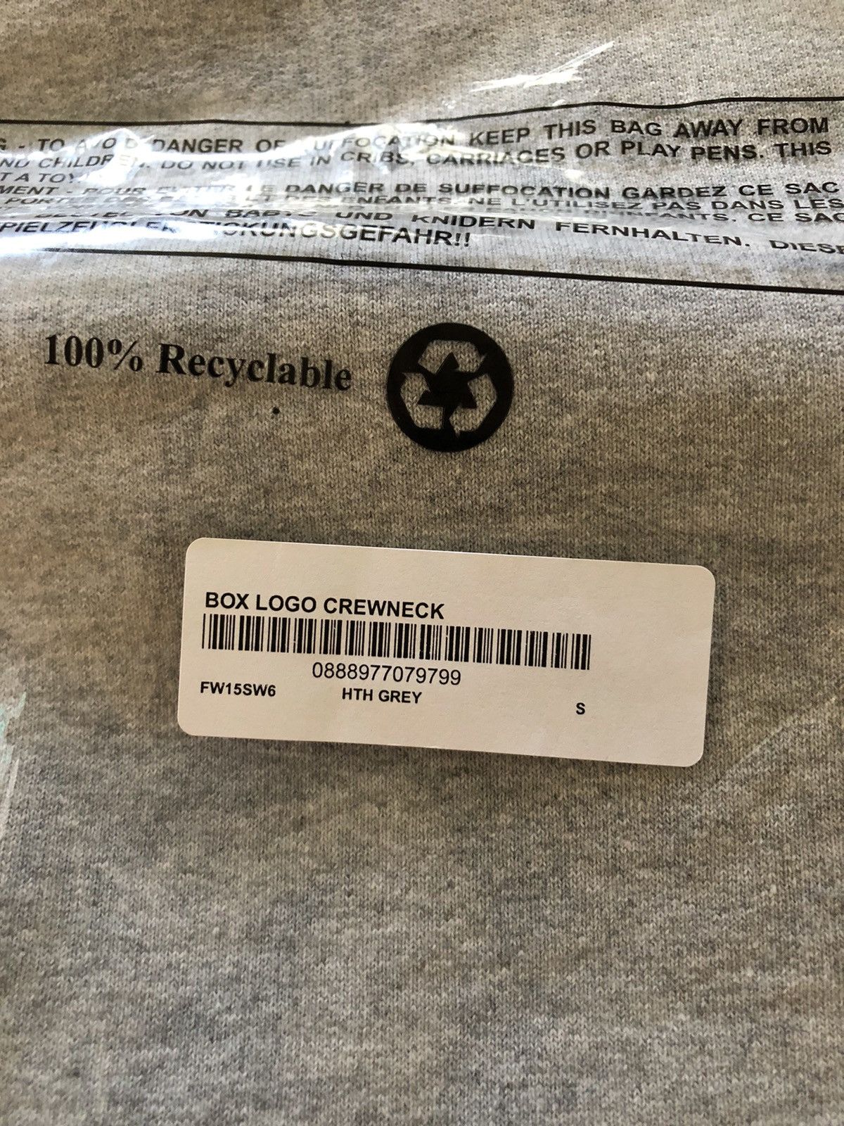 Supreme Supreme Crewneck Box LOGO FW15 Gray Small Size US S / EU 44-46 / 1 - 11 Thumbnail