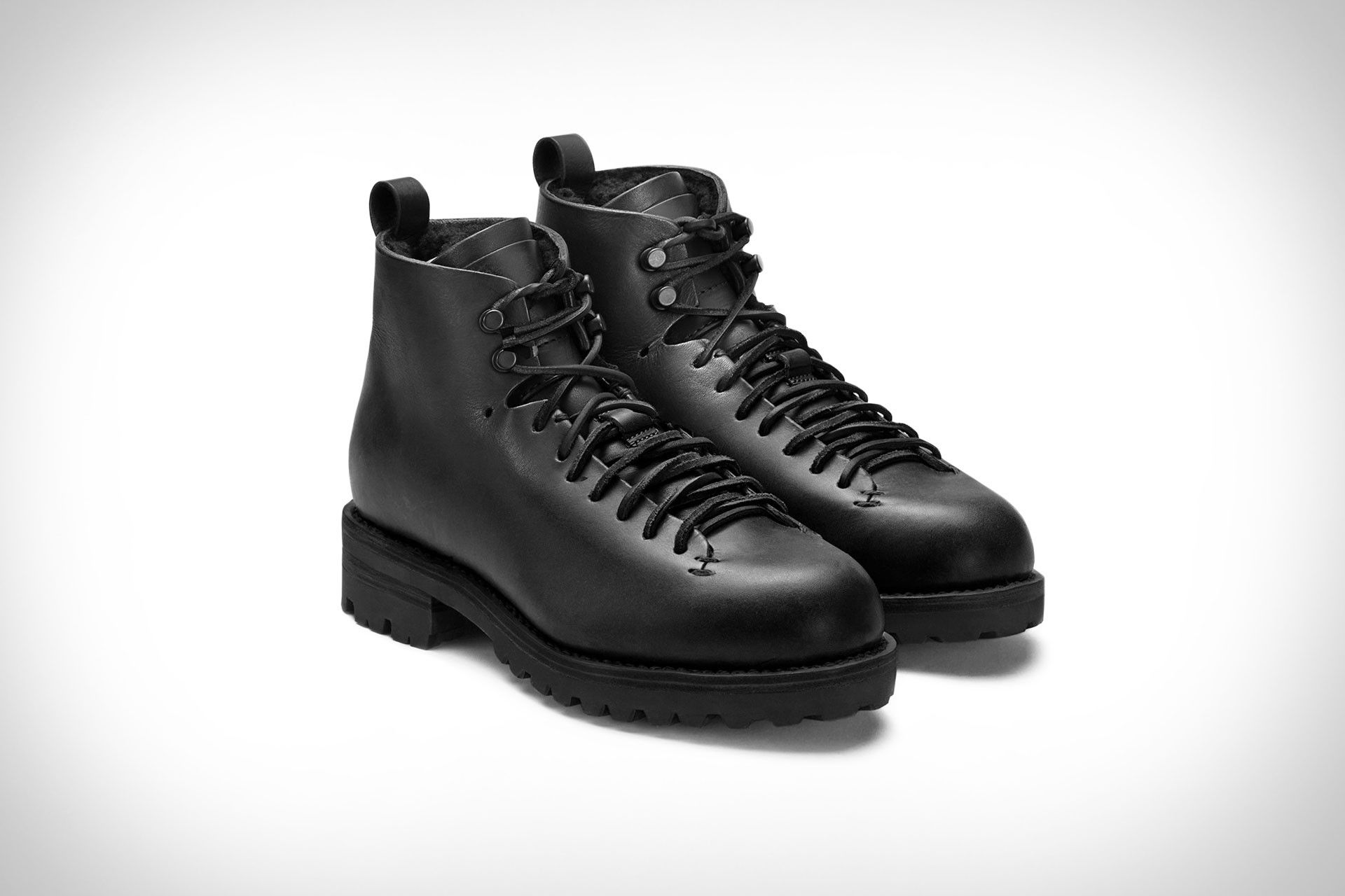 Feit Semi-Cordovan Shearling Hiker boots | Grailed