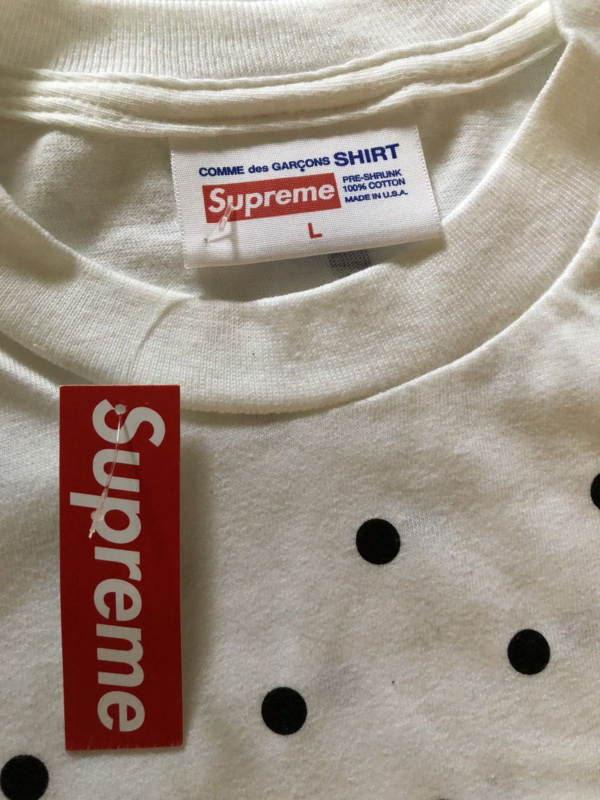 Supreme CDG Polka Dot Box Logo Tee L NEW 2012 Size US L / EU 52-54 / 3 - 6 Thumbnail